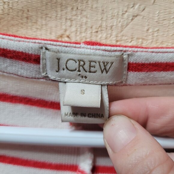 J. Crew Women's Small Maritime Stripe Knit Red White Preppy Dress 3/4 Sleeve - Picture 3 of 5